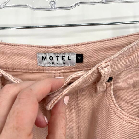 Motel Rocks BOOTLEG JEANS IN BLUSH Medium Light Pink Bootcut Flare Leg Stretch - Picture 12 of 16